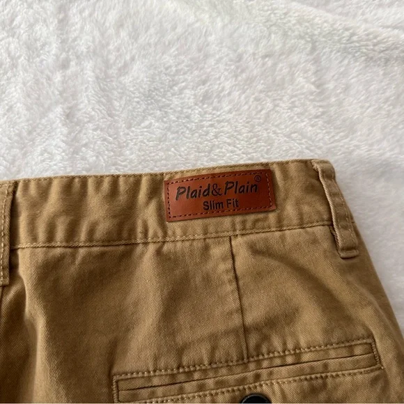 Plaid + Plain Khaki Slim fit Stretch Flat Chino  Pants 30x28 - Picture 7 of 7